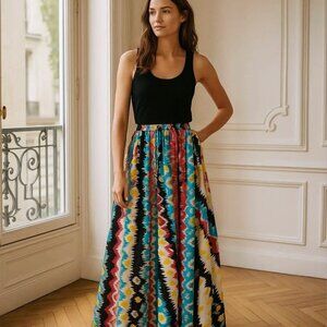 Magic Women's Boho Abstract Artsy Colorful Maxi Skirt - Medium